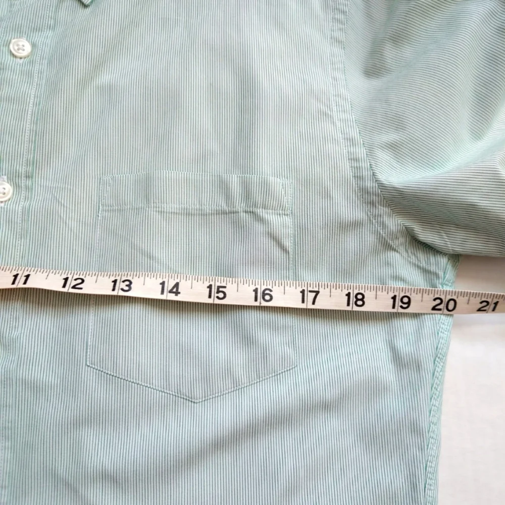 J. Crew Button Down Casual Cotton Pinstripes Long Sleeves Shirt Green Size Small